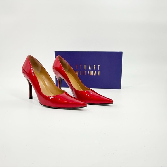 Stuart Weitzman Princess Red Patent Leather Pumps Women’s Size 7.5N - Picture 15 of 15